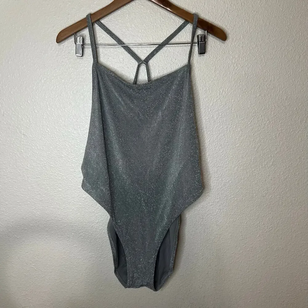 SKIMS Silver glimmer glitter one piece swimsuit WOMENS 4X Plus
